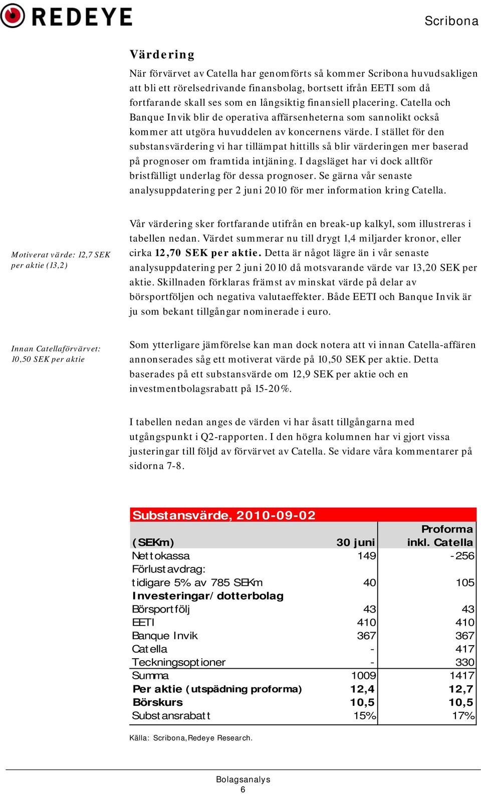 I stället för den substansvärdering vi har tillämpat hittills så blir värderingen mer baserad på prognoser om framtida intjäning.