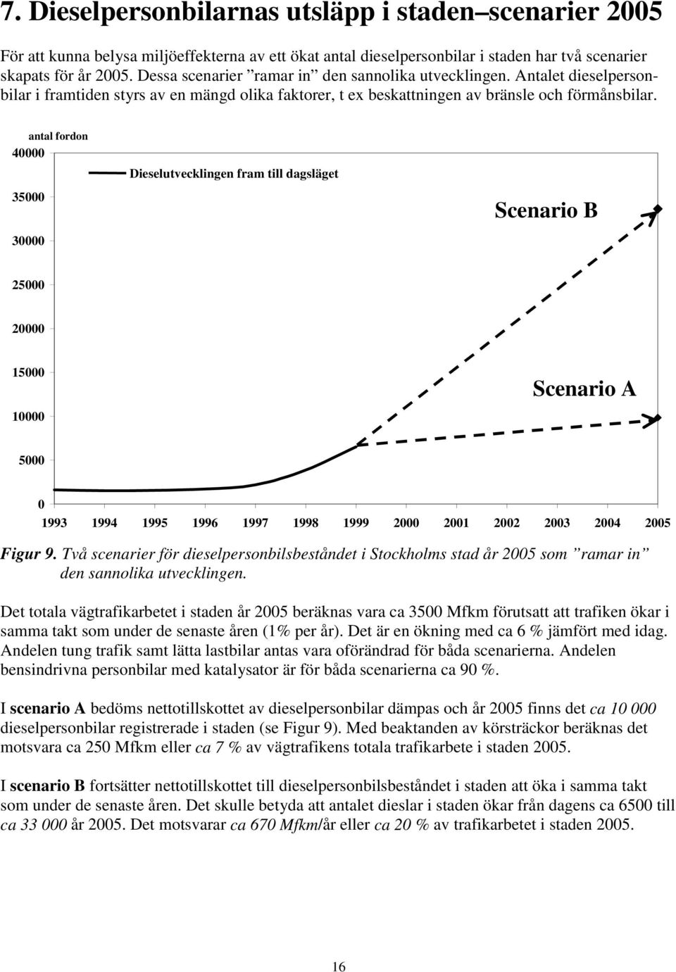 antal fordon 4 35 3 Dieselutvecklingen fram till dagsläget Scenario B 25 2 15 1 Scenario A 5 1993 1994 1995 1996 1997 1998 1999 2 21 22 23 24 25 Figur 9.