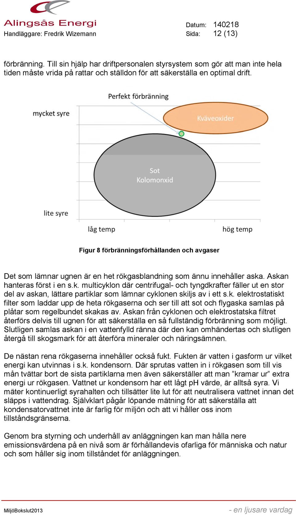 Figur 8 förbränningsförhållanden och avgaser Det som lämnar ugnen är en het rökg