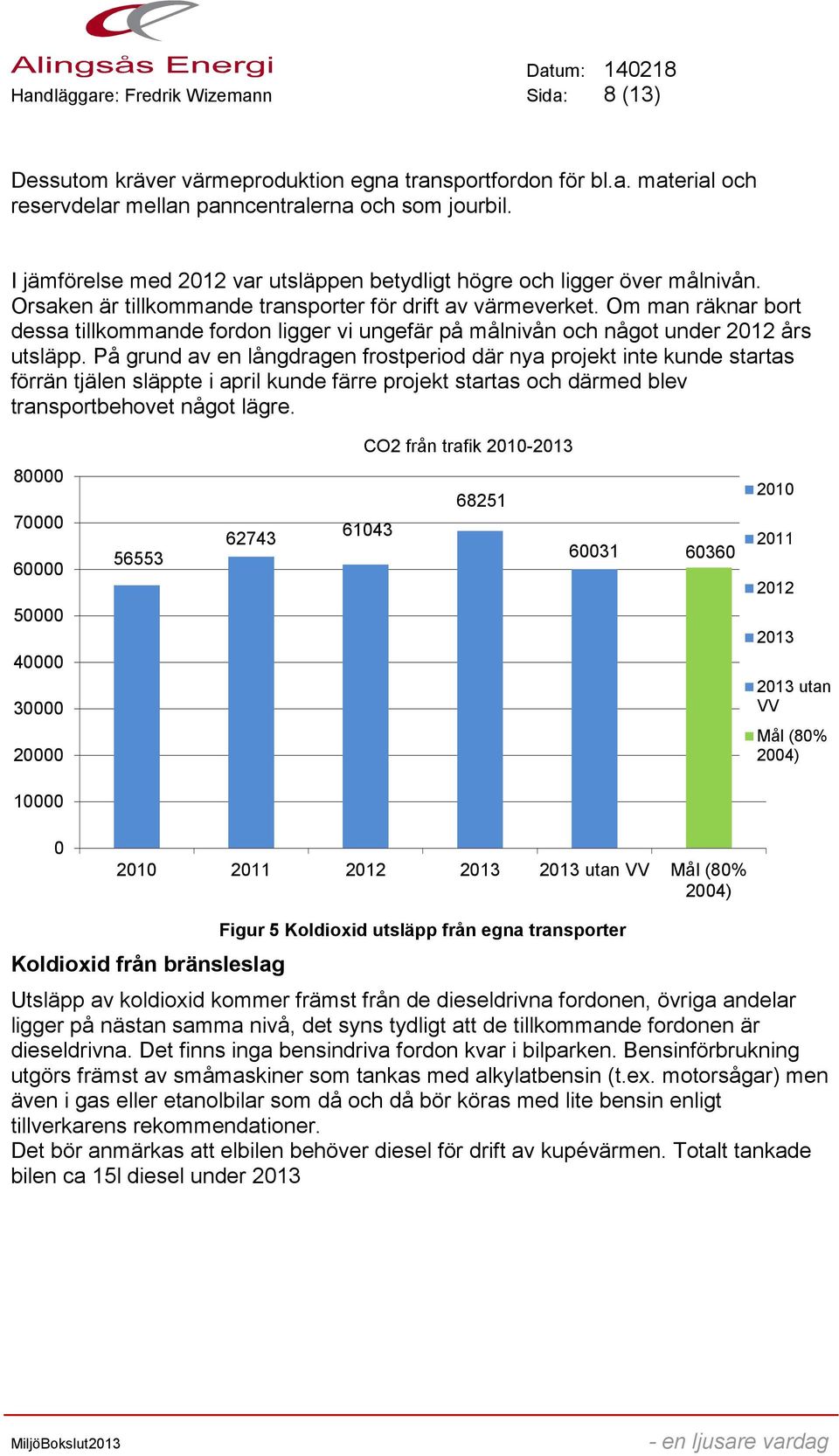 Om man räknar bort dessa tillkommande fordon ligger vi ungefär på målnivån och något under 2012 års utsläpp.