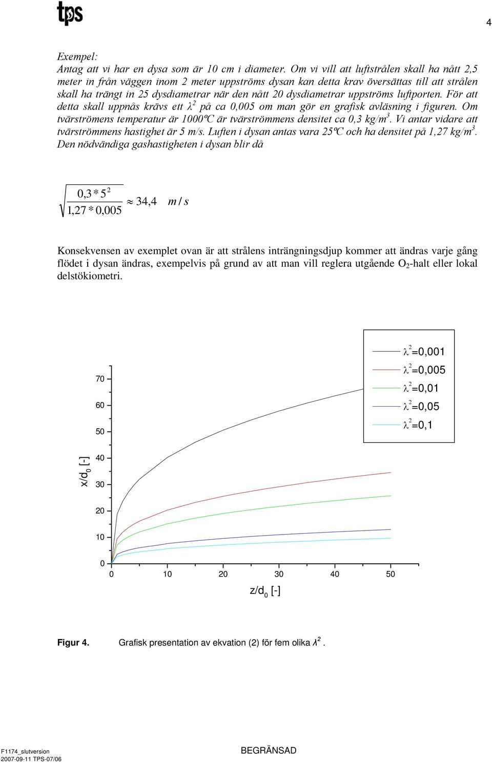 dysdiametrar uppströms luftporten. För att detta skall uppnås krävs ett λ 2 på ca 0,005 om man gör en grafisk avläsning i figuren.