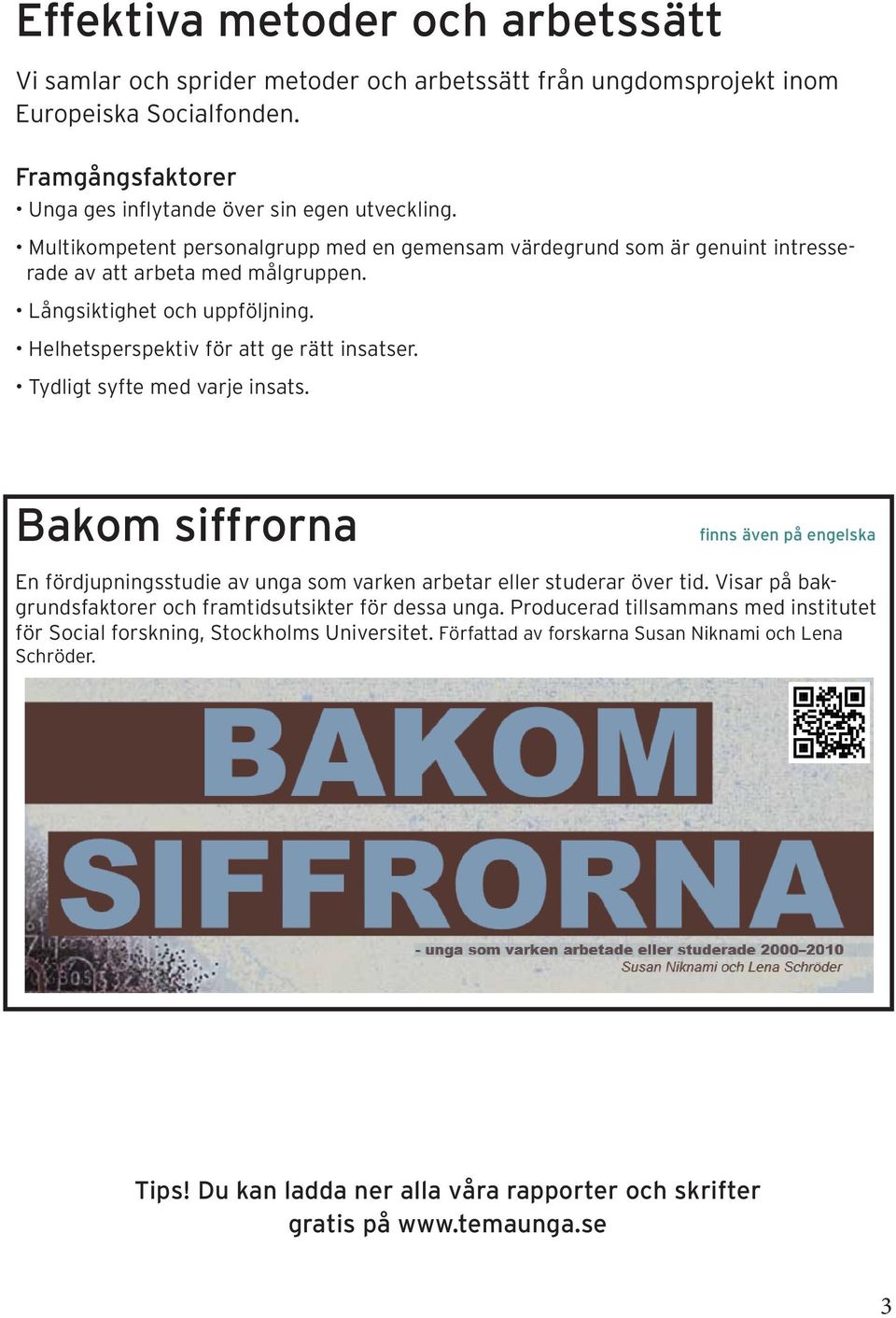 Tydligt syfte med varje insats. Bakom siffrorna finns även på engelska En fördjupningsstudie av unga som varken arbetar eller studerar över tid.