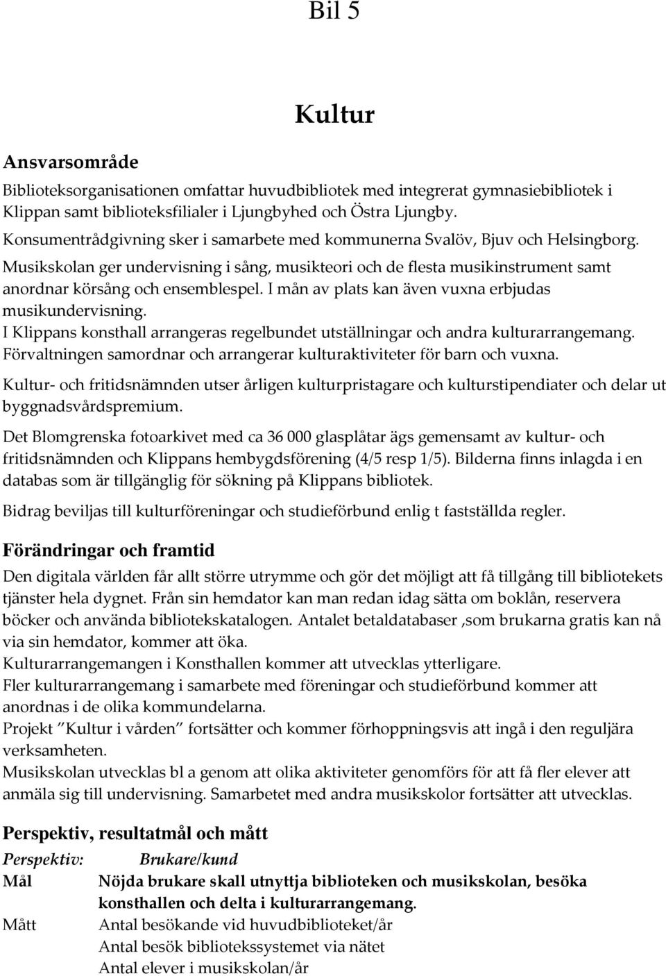 I mån av plats kan även vuxna erbjudas musikundervisning. I Klippans konsthall arrangeras regelbundet utställningar och andra kulturarrangemang.