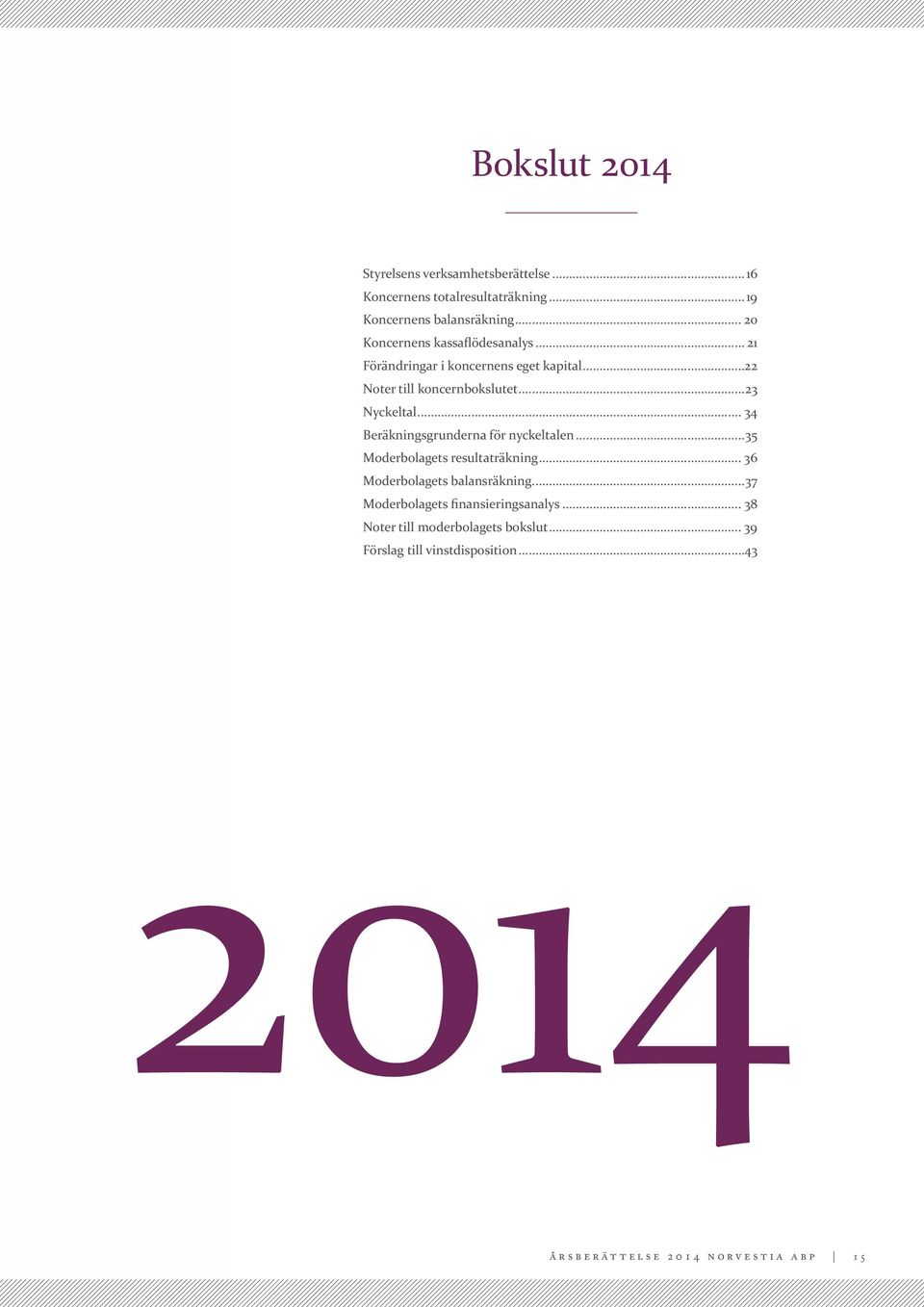 .. 34 Beräkningsgrunderna för nyckeltalen...35 Moderbolagets resultaträkning... 36 Moderbolagets balansräkning.