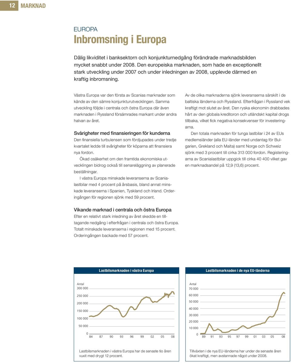 Västra Europa var den första av Scanias marknader som kände av den sämre konjunkturutvecklingen.