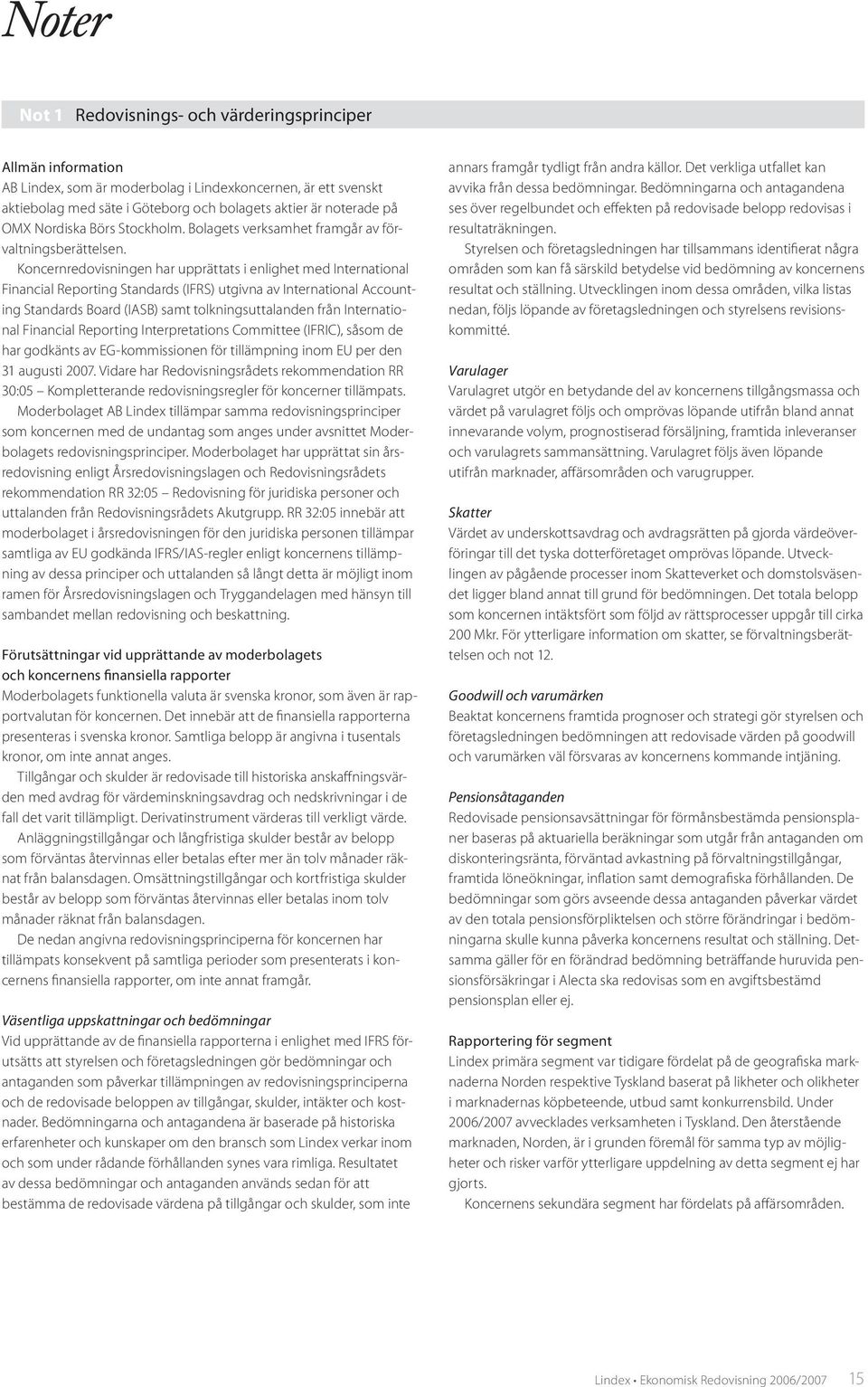 Koncernredovisningen har upprättats i enlighet med International Financial Reporting Standards (IFRS) utgivna av International Accounting Standards Board (IASB) samt tolkningsuttalanden från