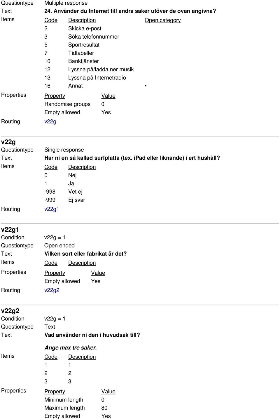 16 Annat Randomise groups 0 Empty allowed Yes v22g v22g Har ni en så kallad surfplatta (tex. ipad eller liknande) i ert hushåll?