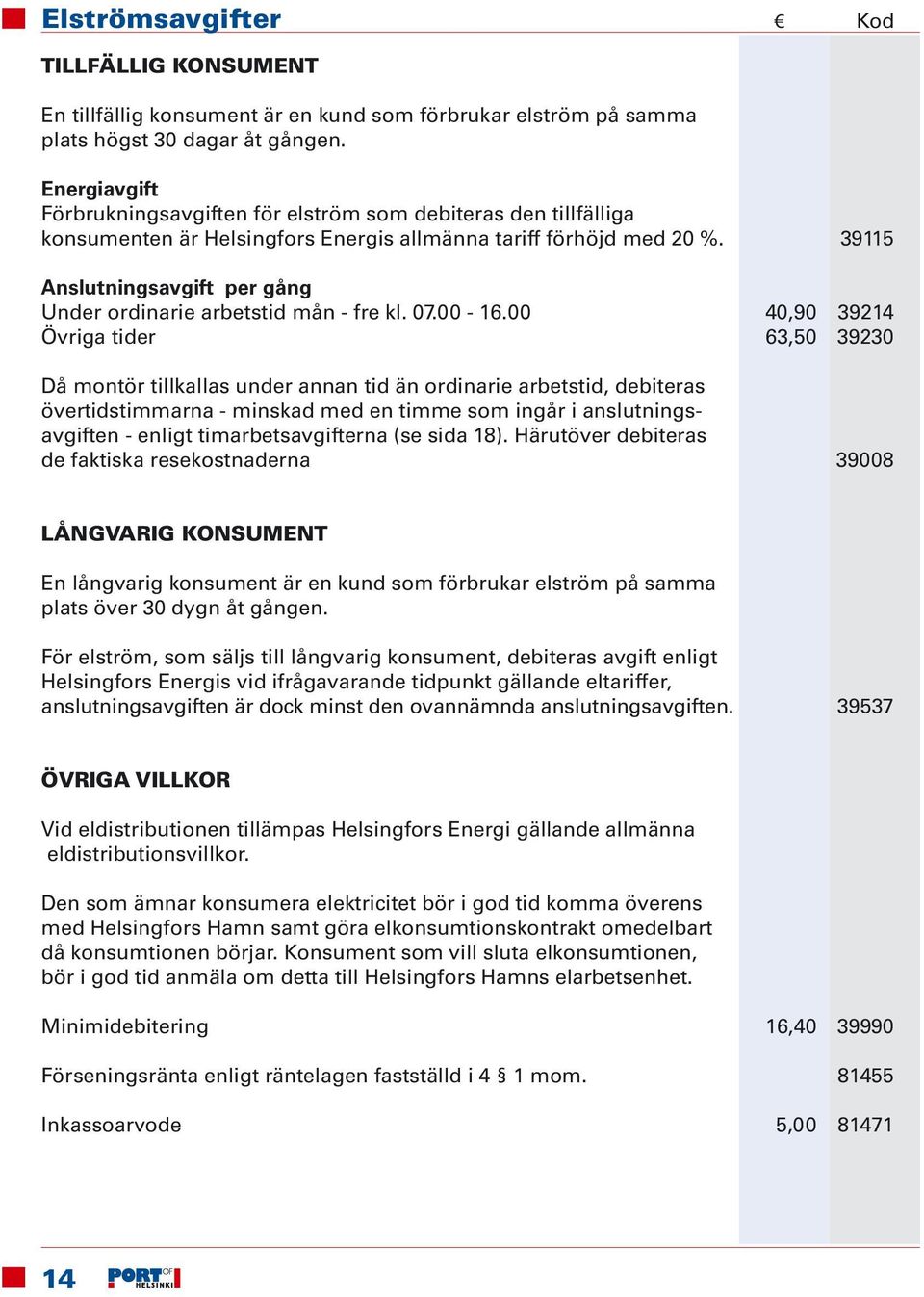 00 40,90 39214 Övriga tider 63,50 39230 Då montör tillkallas under annan tid än ordinarie arbetstid, debiteras övertidstimmarna - minskad med en timme som ingår i anslutningsavgiften - enligt