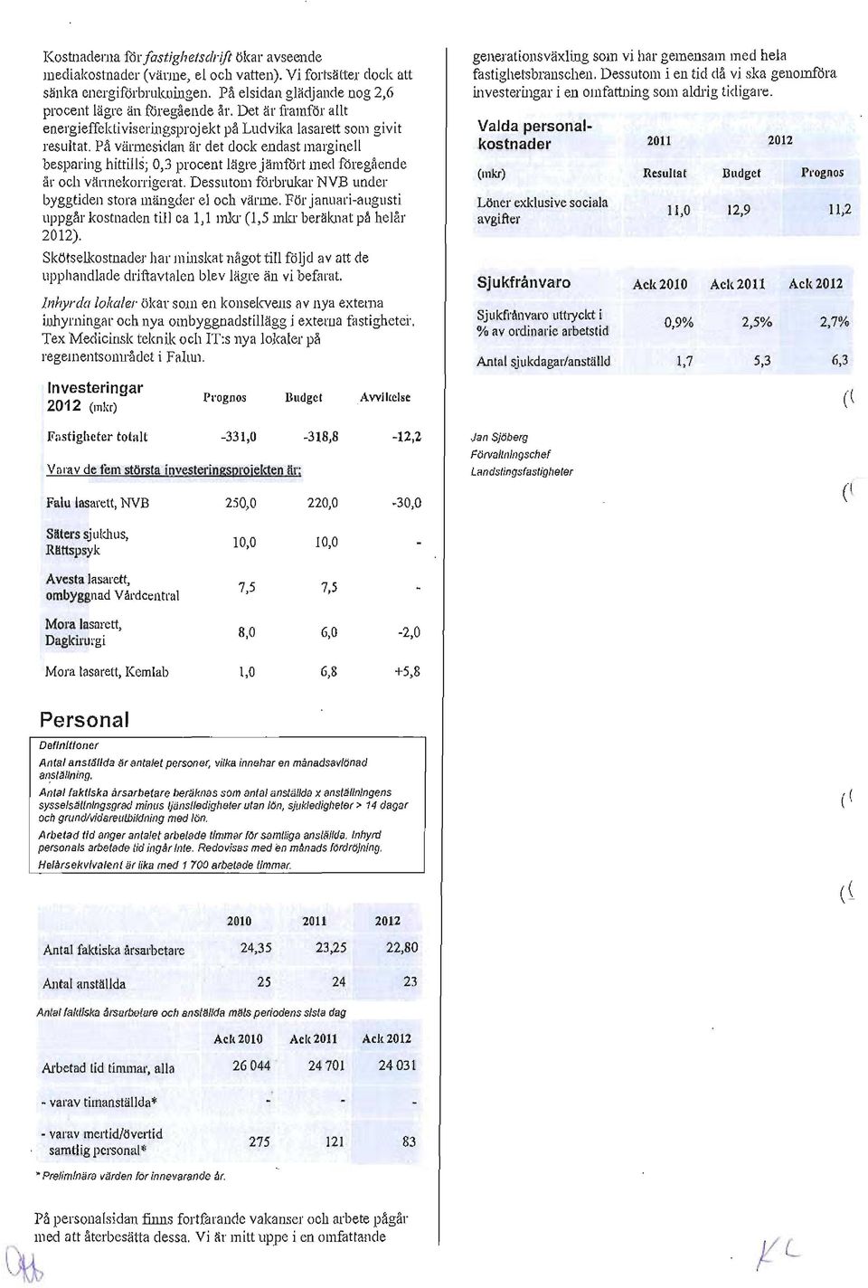 På elsidan glädj ande nog 2,6 pcent lägre än föregående år. Det är fi'amför allt energieffektiviseringspj ekt på Ludvilca lasarett som givit resultat.