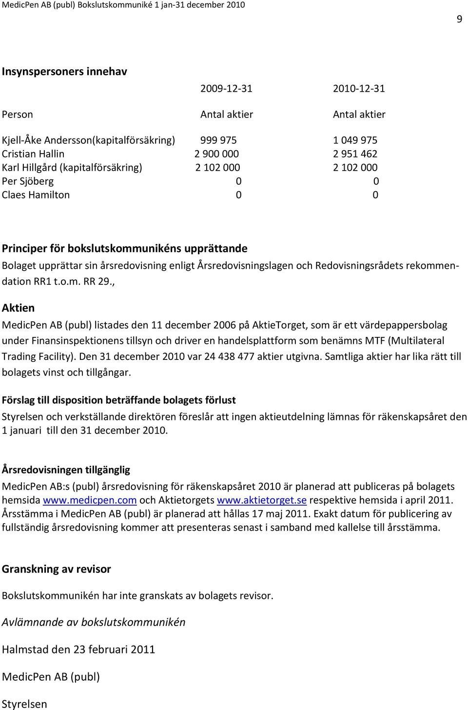 Redovisningsrådets rekommendation RR1 t.o.m. RR 29.