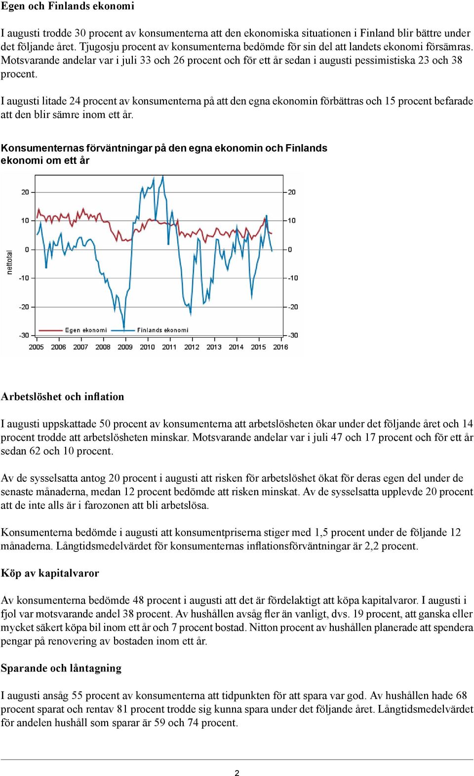 I augusti litade 24 procent av konsumenterna på att den egna ekonomin förbättras och 15 procent befarade att den blir sämre inom ett år.