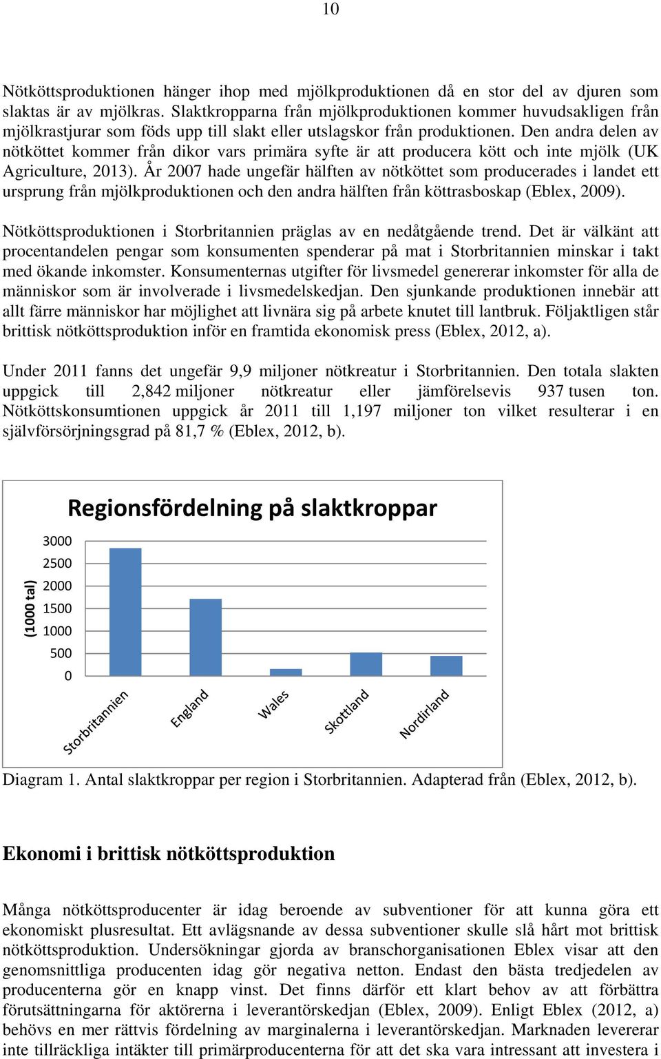 Den andra delen av nötköttet kommer från dikor vars primära syfte är att producera kött och inte mjölk (UK Agriculture, 2013).