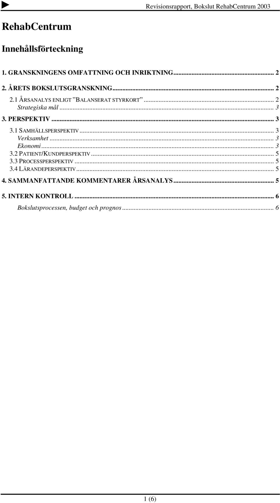 PERSPEKTIV... 3 3.1 SAMHÄLLSPERSPEKTIV... 3 Verksamhet... 3 Ekonomi... 3 3.2 PATIENT/KUNDPERSPEKTIV... 5 3.