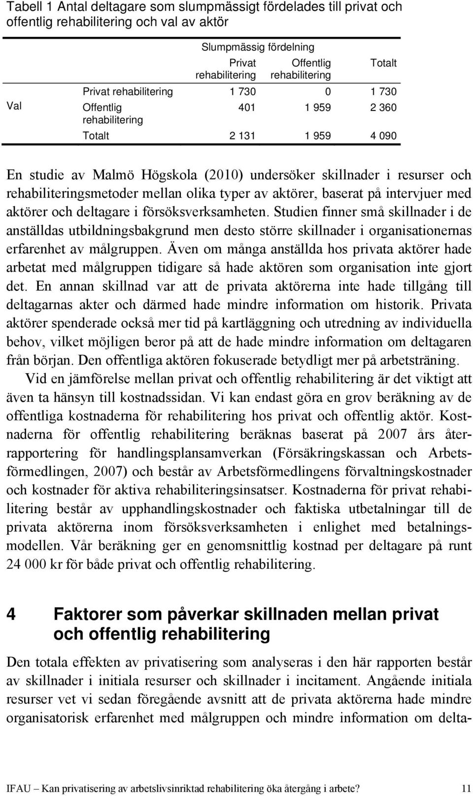 olika typer av aktörer, baserat på intervjuer med aktörer och deltagare i försöksverksamheten.