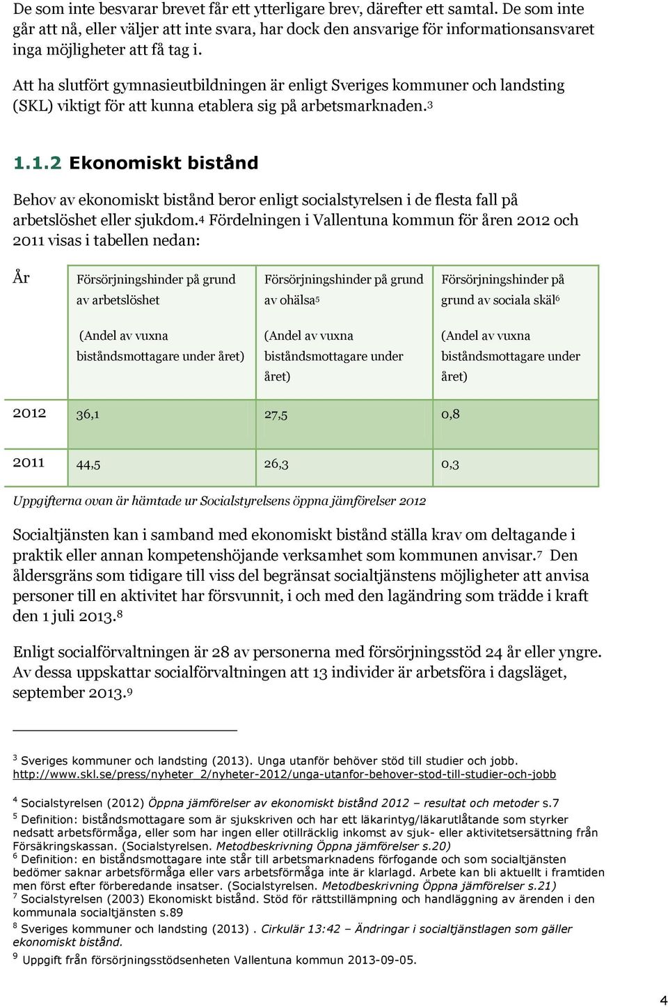 Att ha slutfört gymnasieutbildningen är enligt Sveriges kommuner och landsting (SKL) viktigt för att kunna etablera sig på arbetsmarknaden. 3 1.