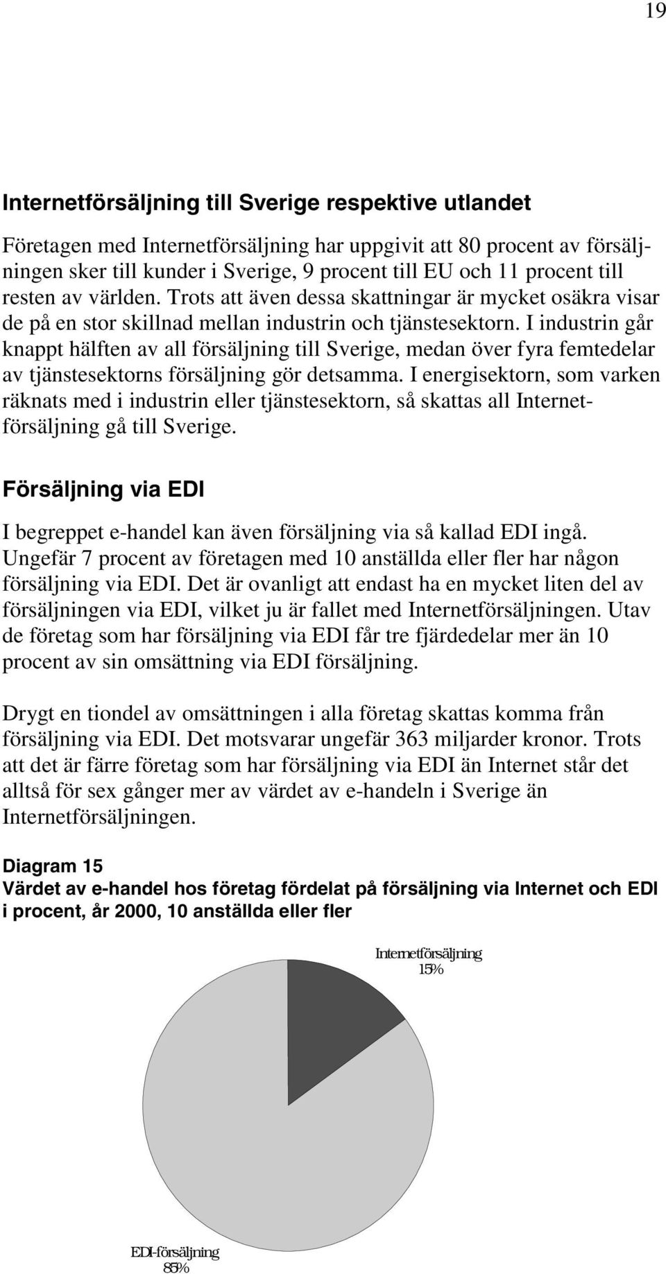 I industrin går knappt hälften av all försäljning till Sverige, medan över fyra femtedelar av tjänstesektorns försäljning gör detsamma.