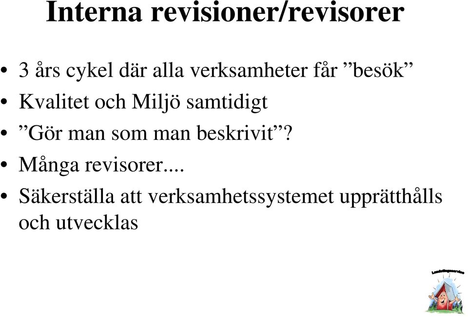 Gör man som man beskrivit? Många revisorer.