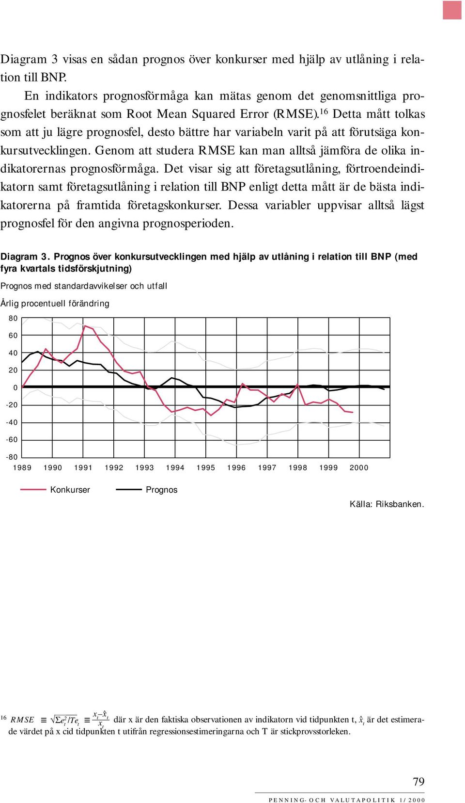 16 Detta mått tolkas som att ju lägre prognosfel, desto bättre har varieln varit på att förutsäga konkursutvecklingen.