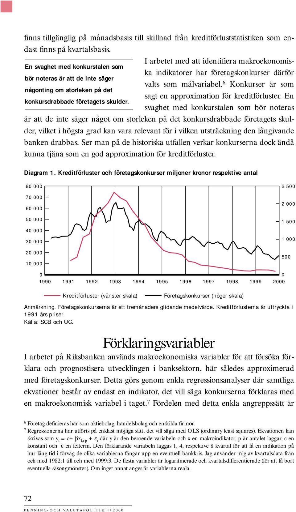 6 Konkurser är som någonting om storleken på det sagt en approximation för kreditförluster. En konkursdrbade företagets skulder.