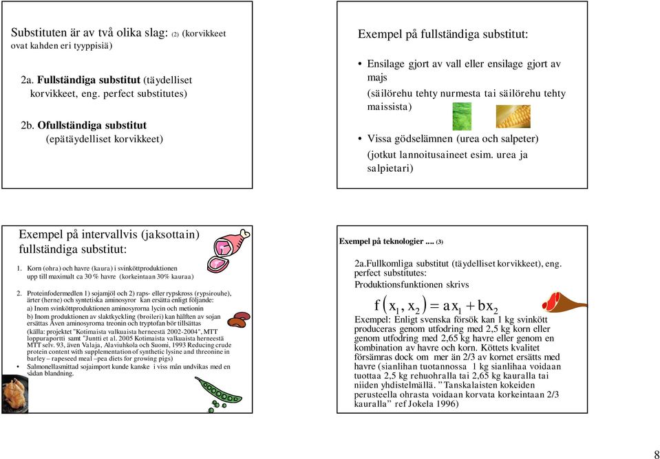 Vissa gödselämnen (urea och salpeter) (jotkut lannoitusaineet esim. urea ja salpietari) Exempel på intervallvis (jaksottain) fullständiga substitut: 1.