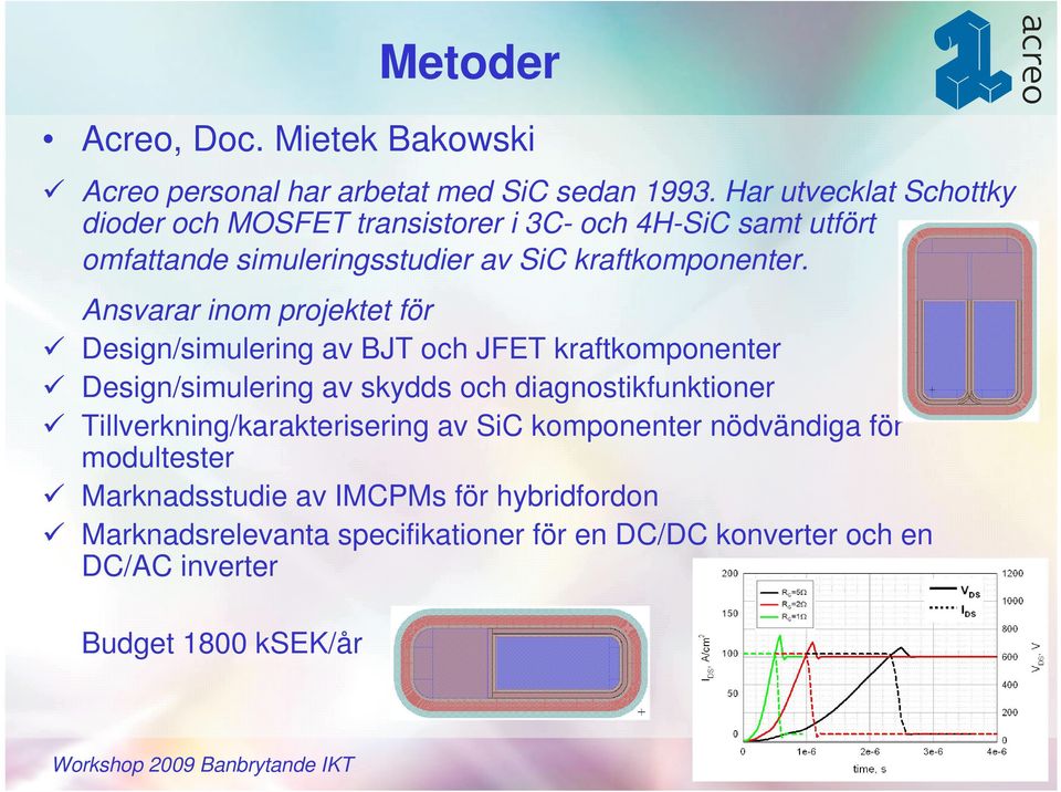 Ansvarar inom projektet för Design/simulering av BJT och JFET kraftkomponenter Design/simulering av skydds och diagnostikfunktioner