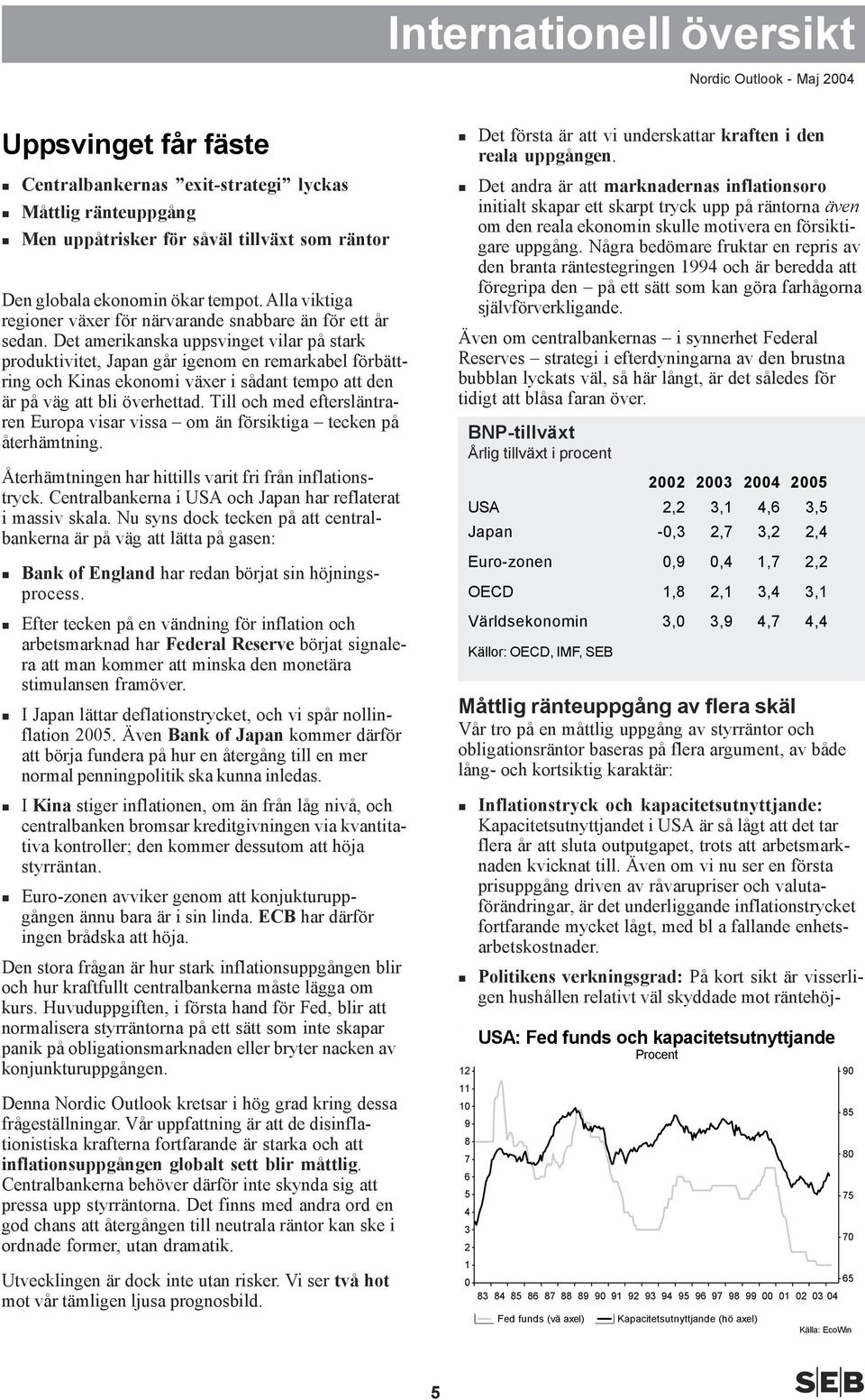 Det amerikanska uppsvinget vilar på stark produktivitet, Japan går igenom en remarkabel förbättring och Kinas ekonomi växer i sådant tempo att den är på väg att bli överhettad.