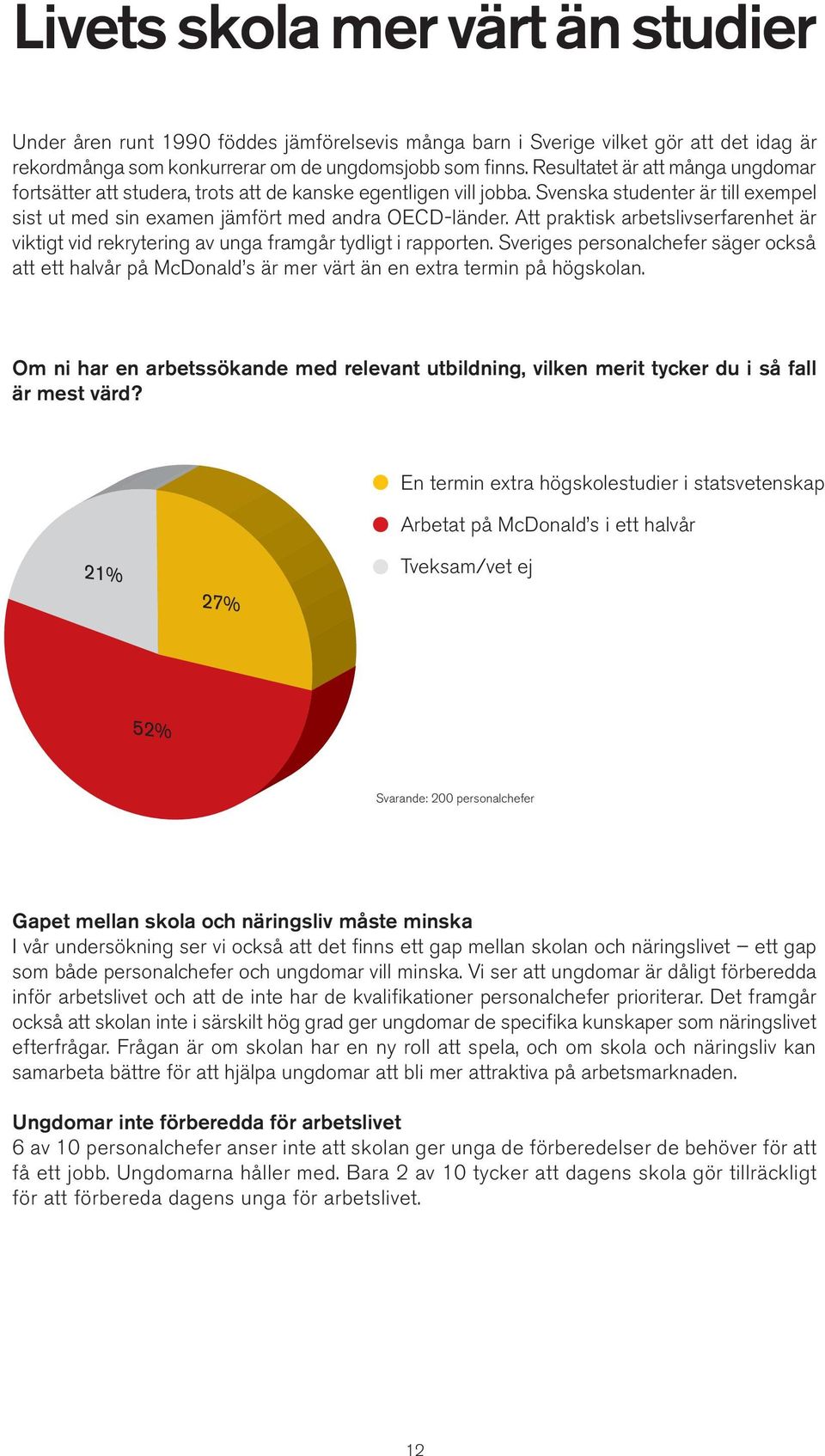 Att praktisk arbetslivserfarenhet är viktigt vid rekrytering av unga framgår tydligt i rapporten.