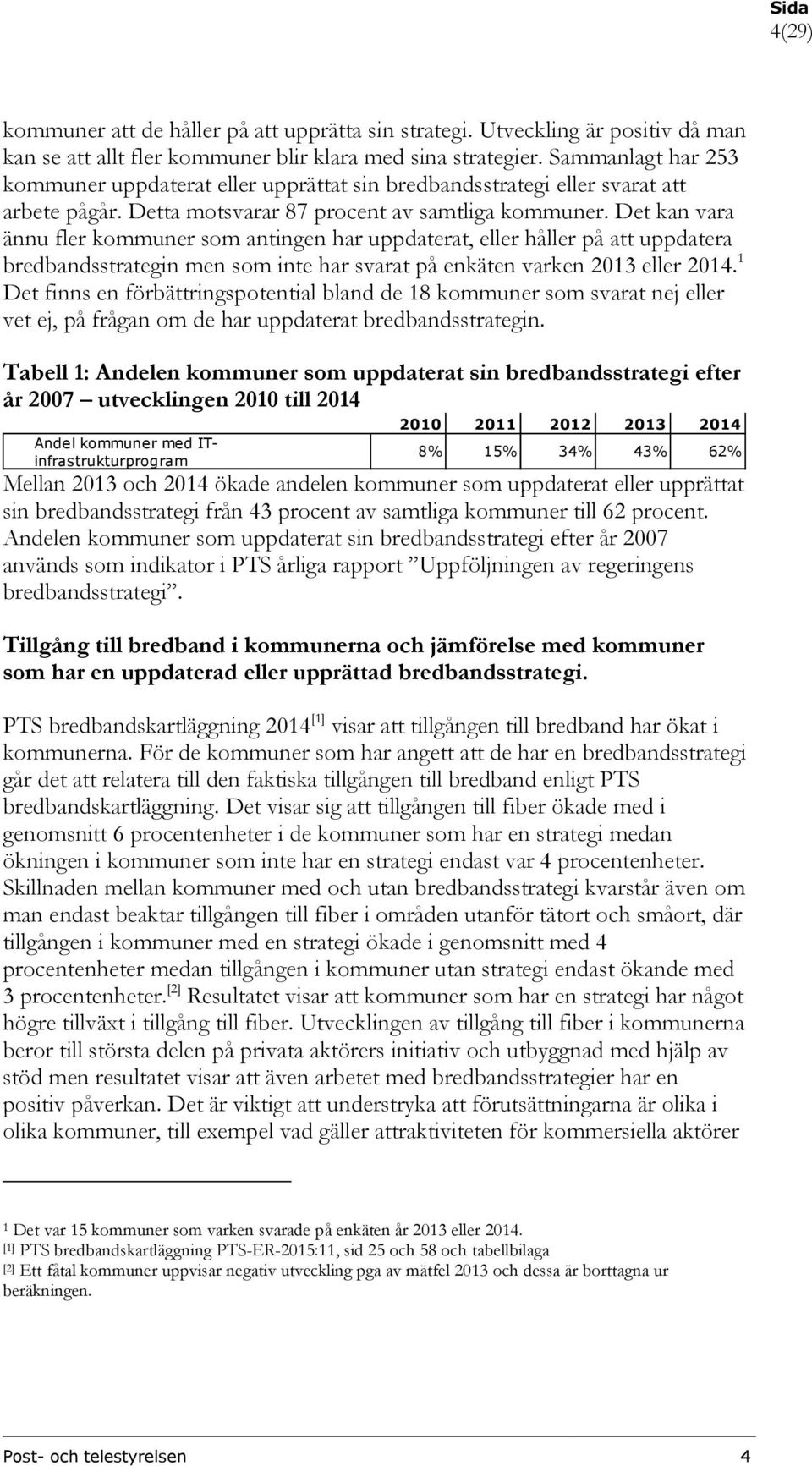 Det kan vara ännu fler kommuner som antingen har uppdaterat, eller håller på att uppdatera bredbandsstrategin men som inte har svarat på enkäten varken 213 eller 214.