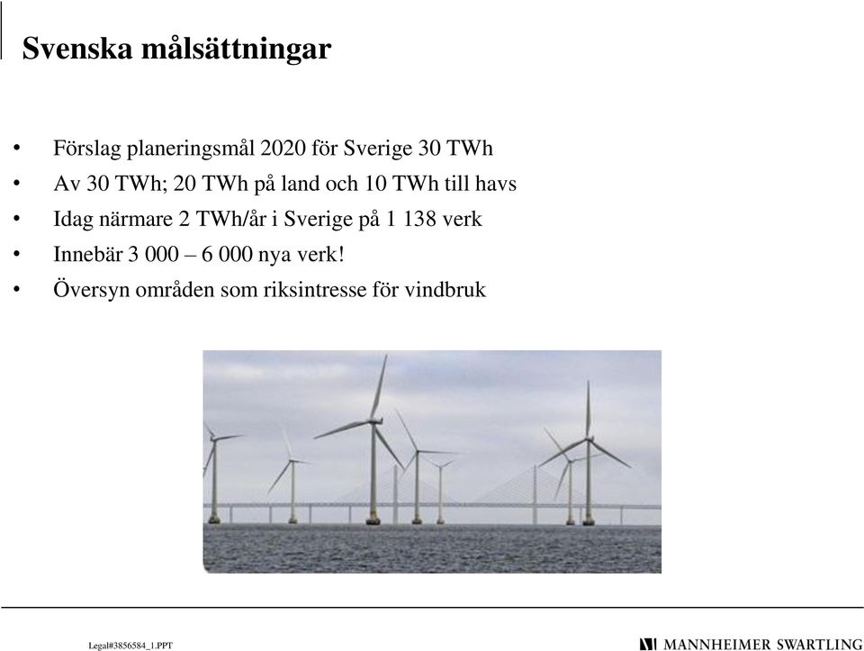havs Idag närmare 2 TWh/år i Sverige på 1 138 verk Innebär