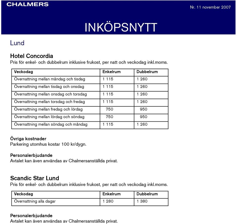 Övernattning mellan fredag och lördag 750 950 Övernattning mellan lördag och söndag 750 950 Övernattning mellan