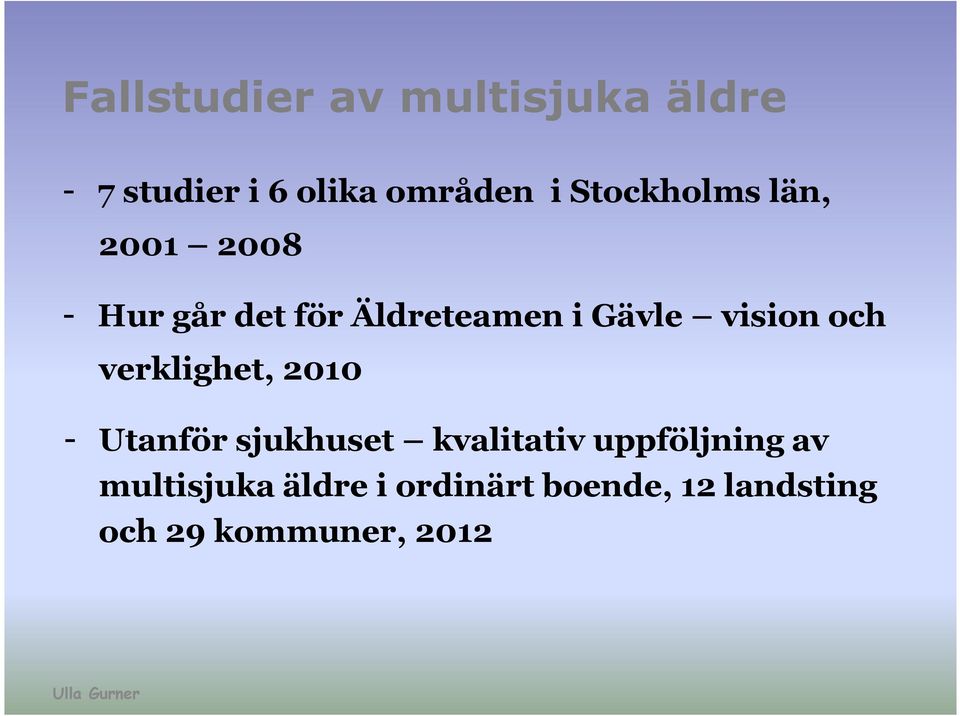 vision och verklighet, 2010 - Utanför sjukhuset kvalitativ