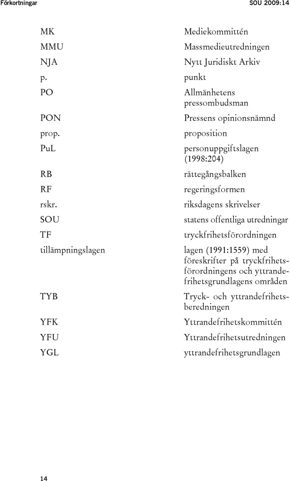 proposition PuL personuppgiftslagen (1998:204) RB rättegångsbalken RF regeringsformen rskr.