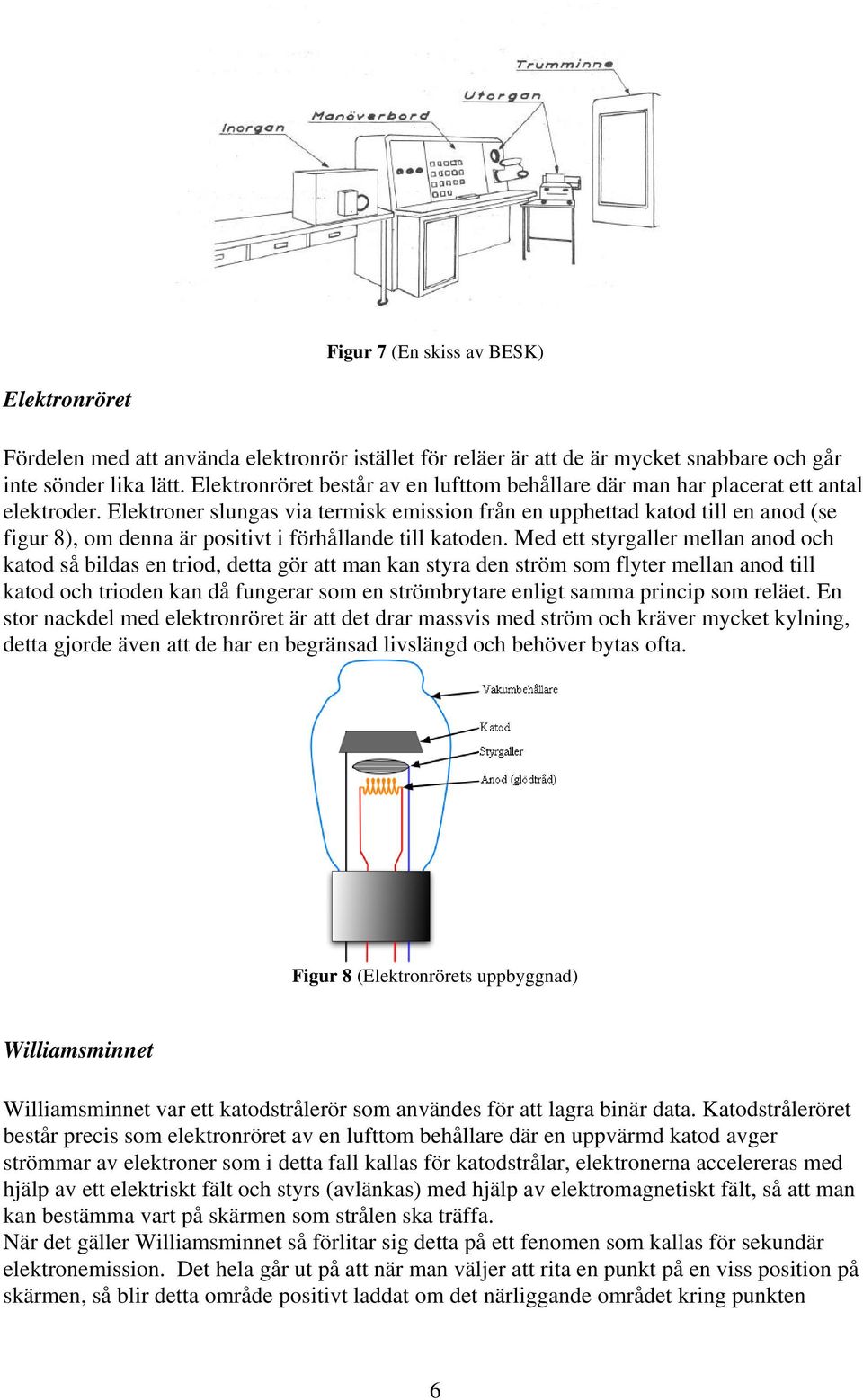 Elektroner slungas via termisk emission från en upphettad katod till en anod (se figur 8), om denna är positivt i förhållande till katoden.