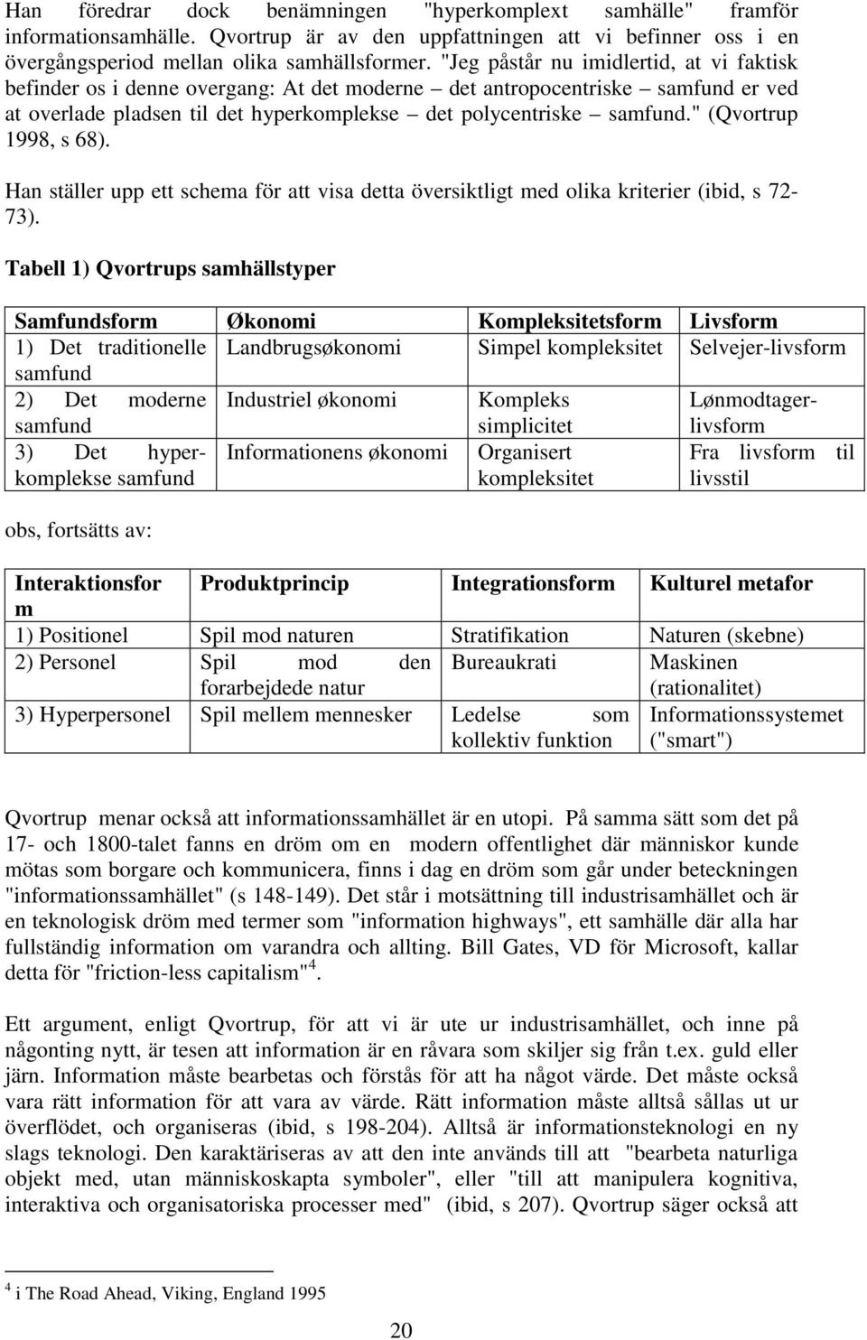 " (Qvortrup 1998, s 68). Han ställer upp ett schema för att visa detta översiktligt med olika kriterier (ibid, s 72-73).