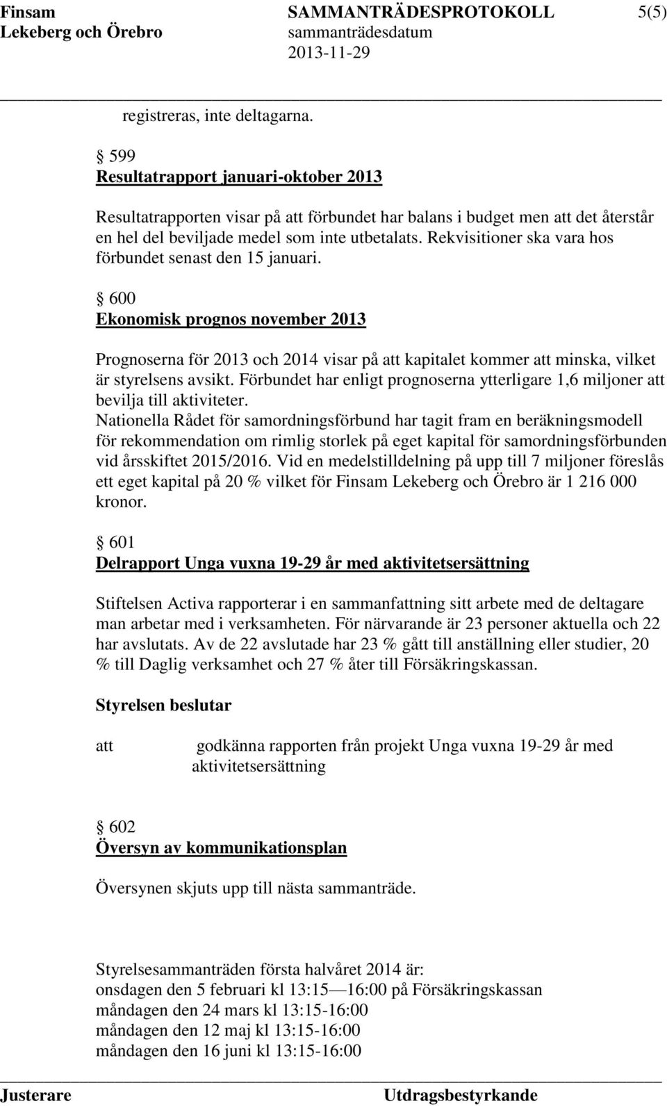 Förbundet har enligt prognoserna ytterligare 1,6 miljoner bevilja till aktiviteter.