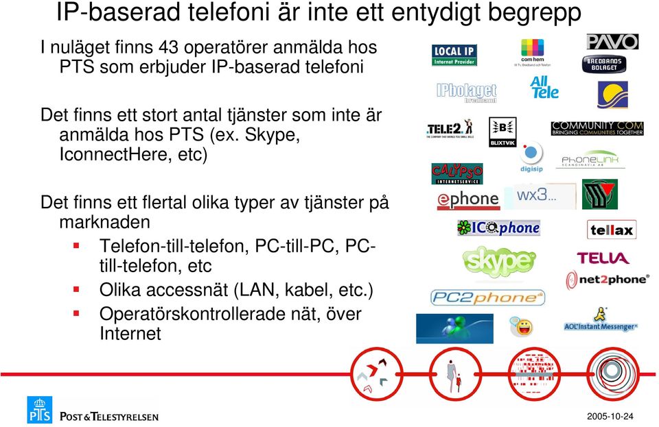 Skype, IconnectHere, etc) Det finns ett flertal olika typer av tjänster på marknaden