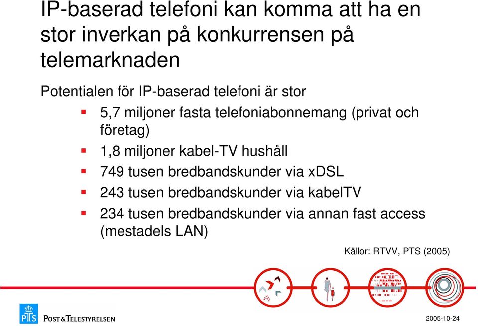 företag) 1,8 miljoner kabel-tv hushåll 749 tusen bredbandskunder via xdsl 243 tusen