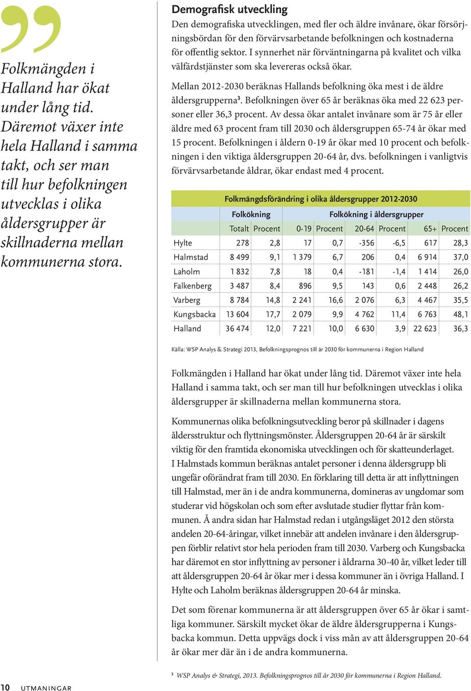 Demografisk utveckling Den demografiska utvecklingen, med fler och äldre invånare, ökar försörjningsbördan för den förvärvsarbetande befolkningen och kostnaderna för offentlig sektor.