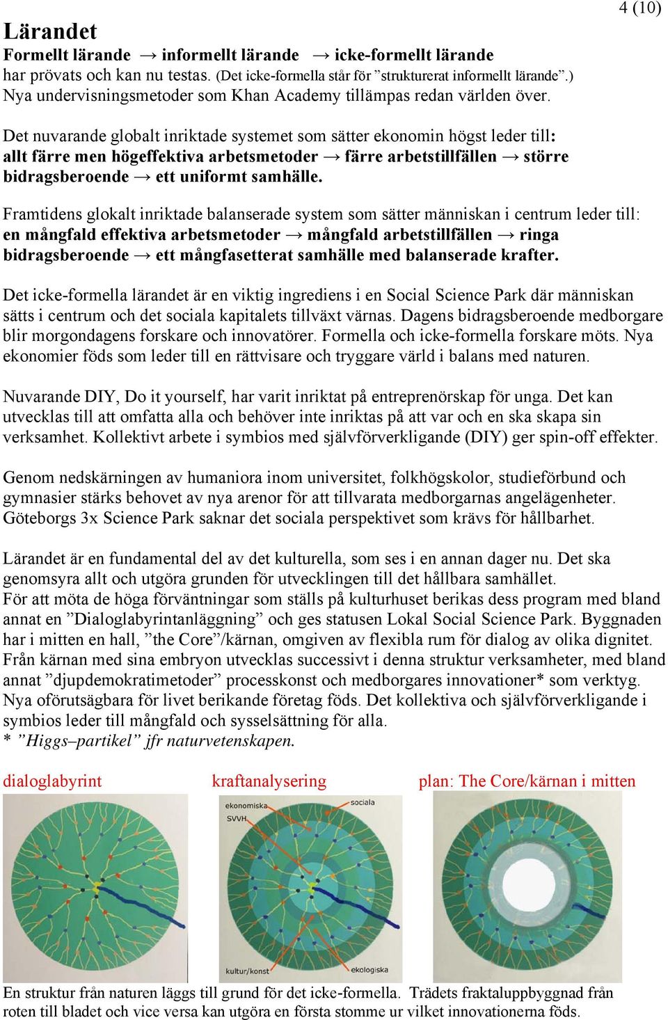 4 (10) Det nuvarande globalt inriktade systemet som sätter ekonomin högst leder till: allt färre men högeffektiva arbetsmetoder färre arbetstillfällen större bidragsberoende ett uniformt samhälle.