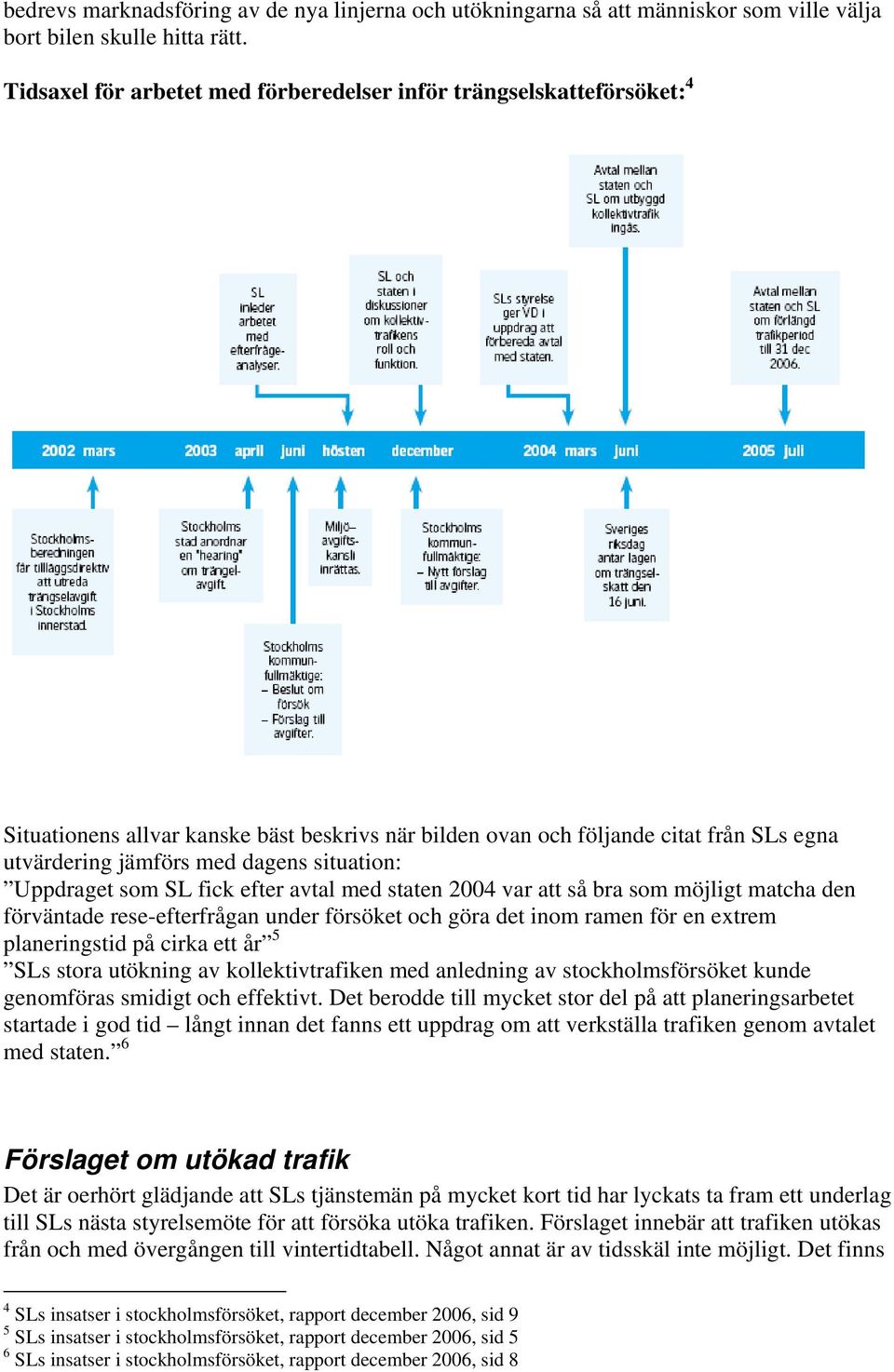 situation: Uppdraget som SL fick efter avtal med staten 2004 var att så bra som möjligt matcha den förväntade rese-efterfrågan under försöket och göra det inom ramen för en extrem planeringstid på