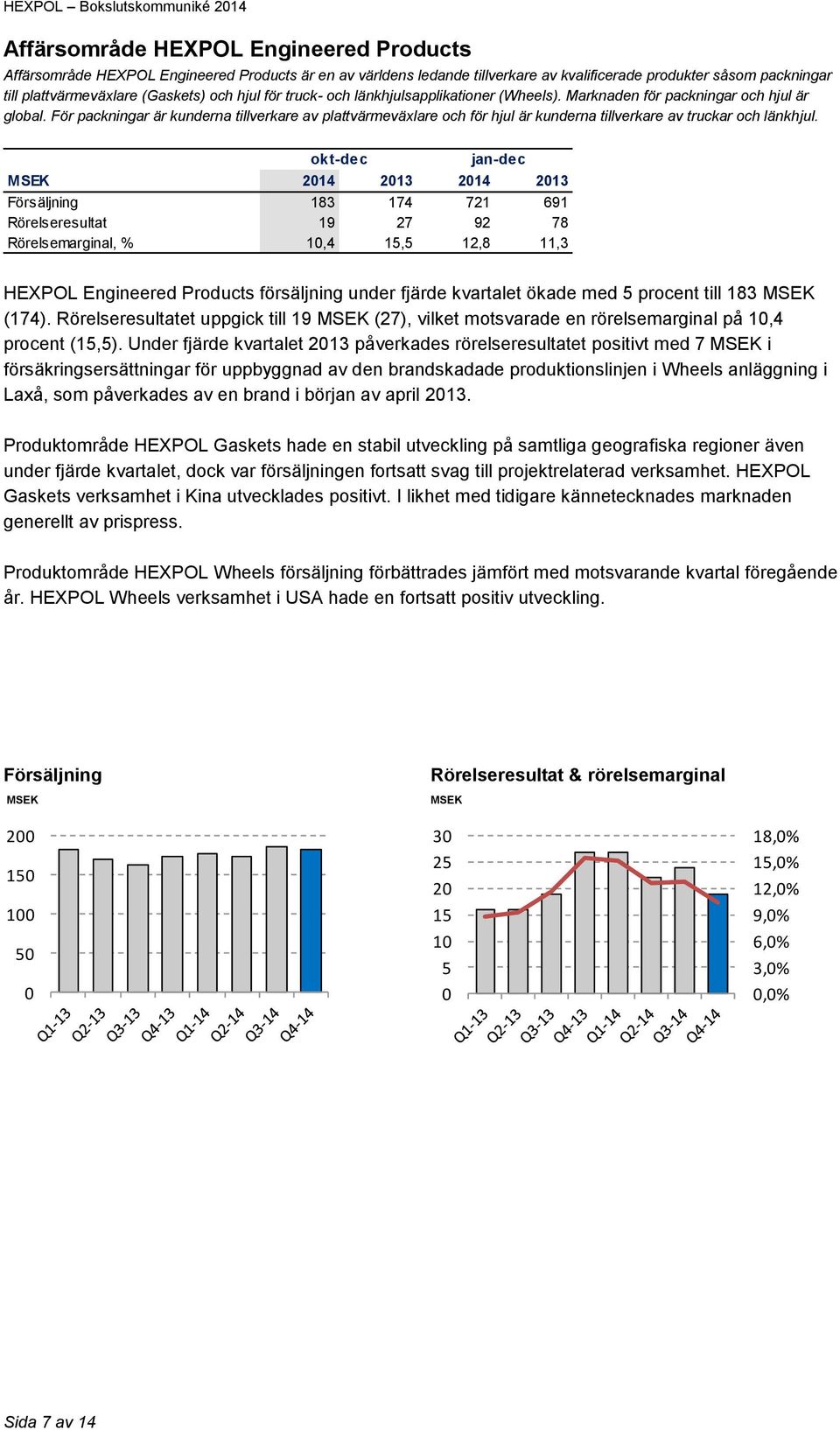 För packningar är kunderna tillverkare av plattvärmeväxlare och för hjul är kunderna tillverkare av truckar och länkhjul.