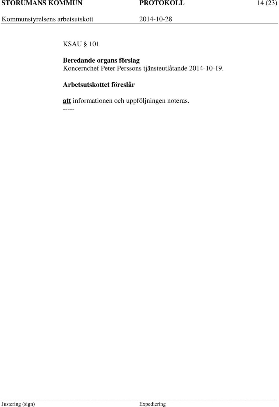 Perssons tjänsteutlåtande 2014-10-19.