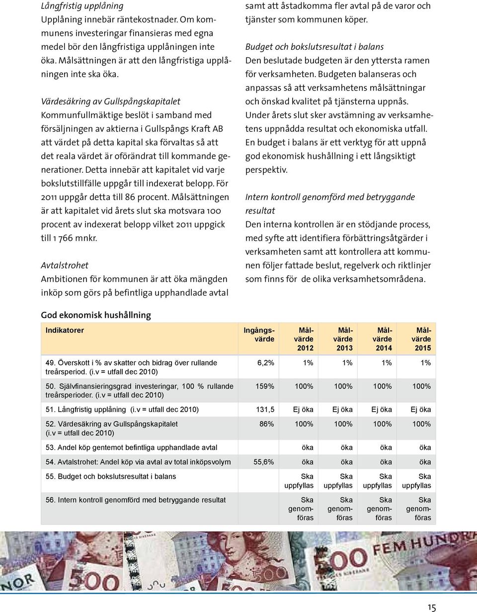 Värdesäkring av Gullspångskapitalet Kommunfullmäktige beslöt i samband med försäljningen av aktierna i Gullspångs Kraft AB att värdet på detta kapital ska förvaltas så att det reala värdet är