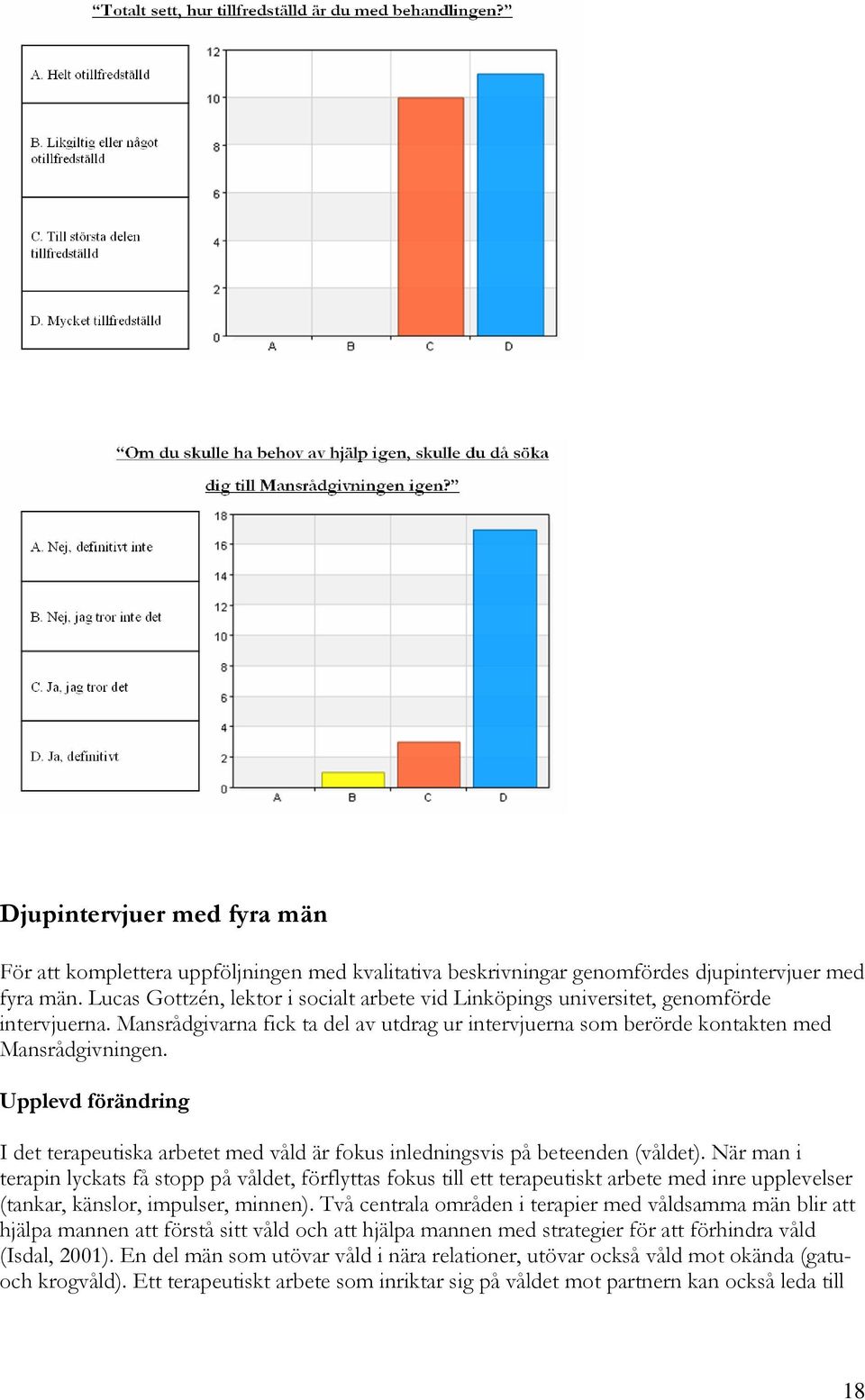 Upplevd förändring I det terapeutiska arbetet med våld är fokus inledningsvis på beteenden (våldet).