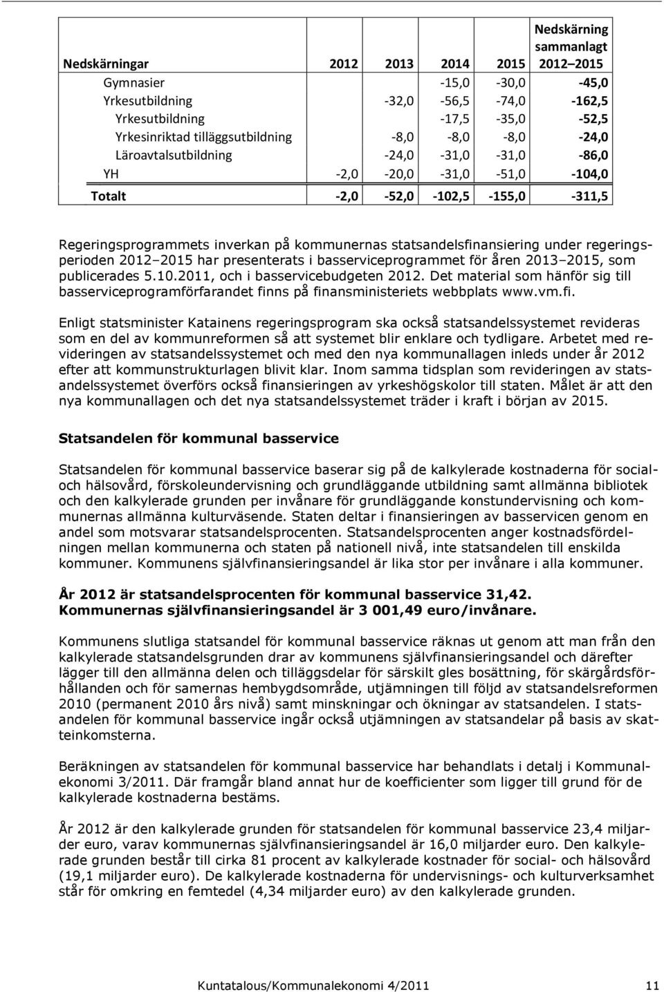 regeringsperioden 2012 2015 har presenterats i basserviceprogrammet för åren 2013 2015, som publicerades 5.10.2011, och i basservicebudgeten 2012.