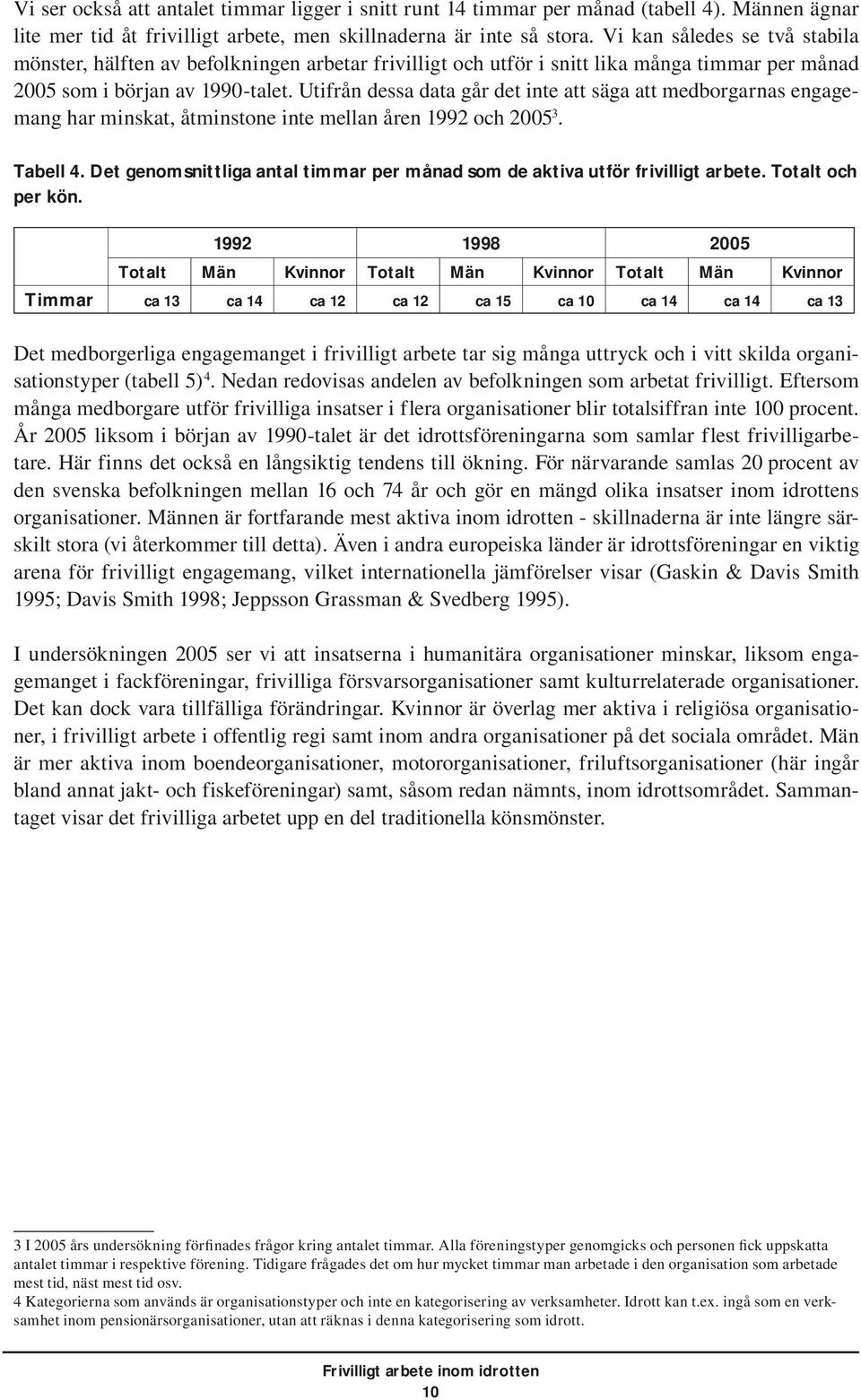 Utifrån dessa data går det inte att säga att medborgarnas engagemang har minskat, åtminstone inte mellan åren 1992 och 2005 3. Tabell 4.