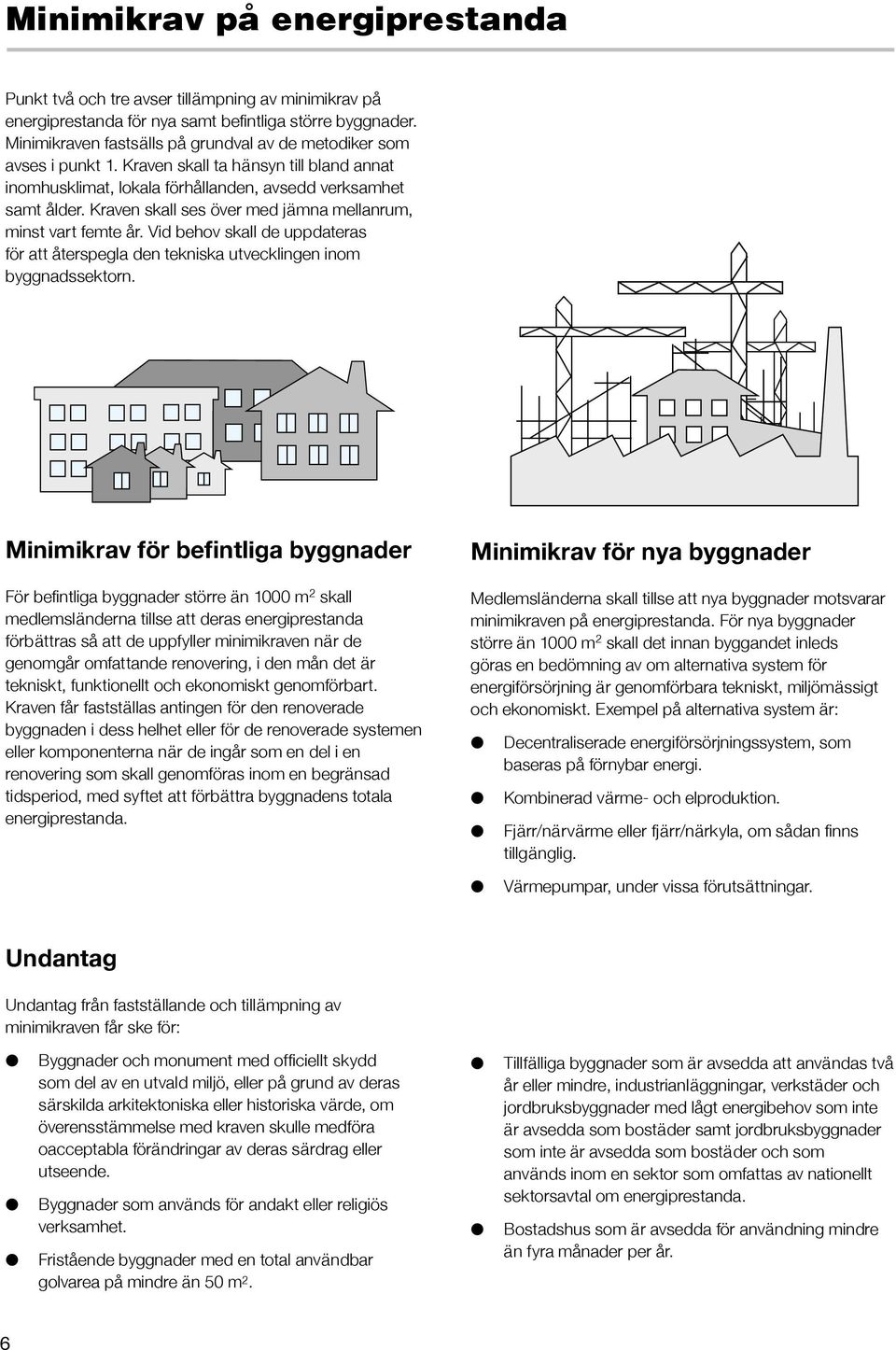 Kraven skall ses över med jämna mellanrum, minst vart femte år. Vid behov skall de uppdateras för att återspegla den tekniska utvecklingen inom byggnadssektorn.