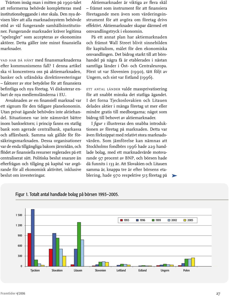 Detta gäller inte minst finansiella marknader. vad har då hänt med finansmarknaderna efter kommunismens fall?