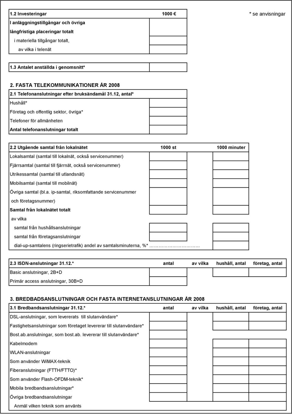 2 Utgående samtal från lokalnätet 1000 st 1000 minuter Lokalsamtal (samtal till lokalnät, också servicenummer) Fjärrsamtal (samtal till fjärrnät, också servicenummer) Utrikessamtal (samtal till