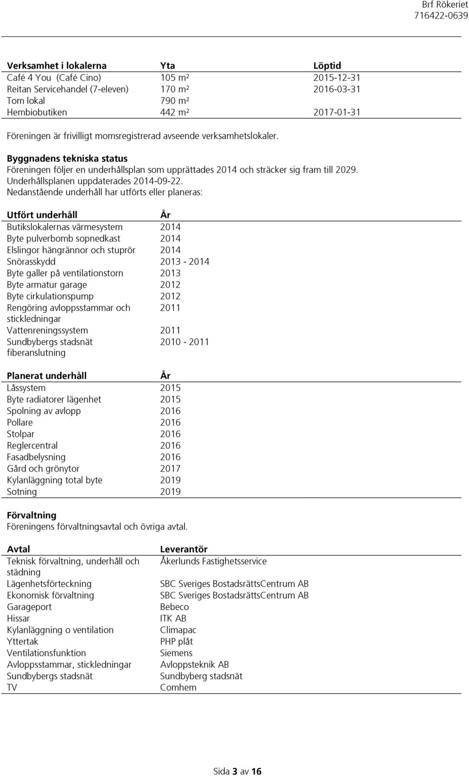 Underhållsplanen uppdaterades 2014-09-22.